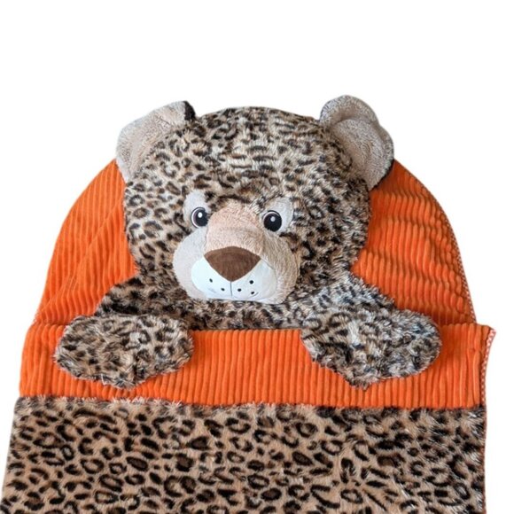 Hugfun Kids Leopard Cheetah Plush Sleeping Bag Pillow Paw Prints Nap Sleepsack - Picture 4 of 7